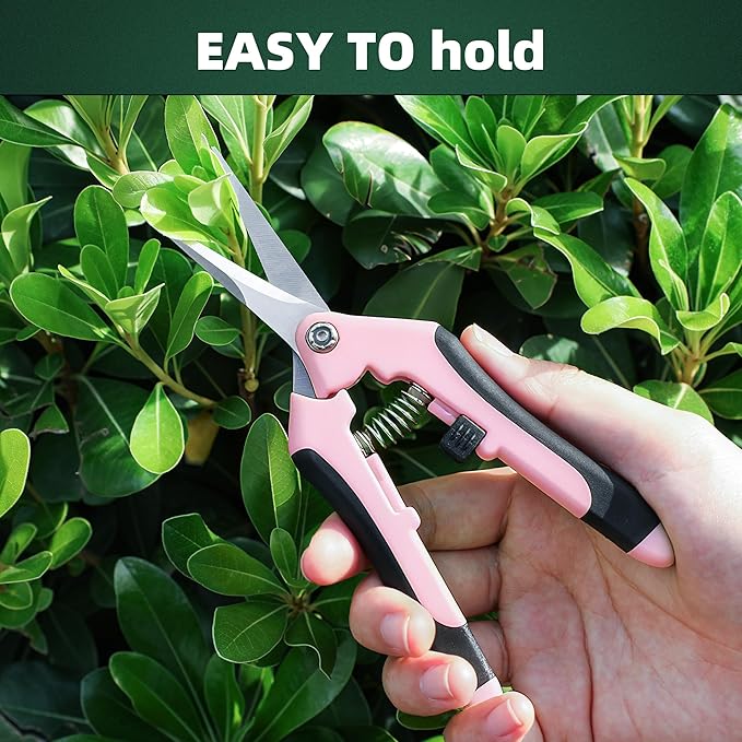 3 Pack Garden Pruning Shears, Stainless Steel Shears, Gardening Shears, Scissors, Garden Clippers, Pruning Snips, Pruning Shears for Gardening Tools (Pink)