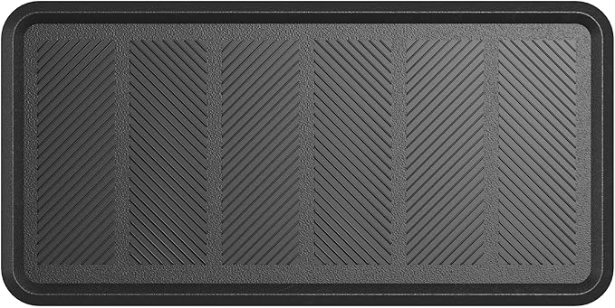 Ottomanson Indoor/Outdoor Boot Tray Non-Slip Rubber 16" x 32" Modern Entryway Mat for Entryway, Patio, Backyard, Garage, 16" x 32", Black
