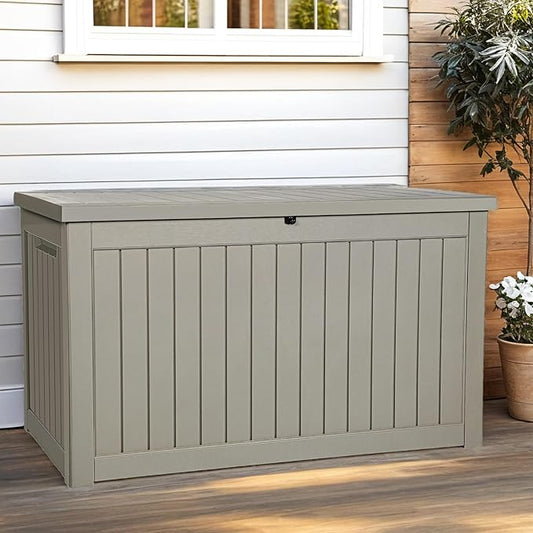 YITAHOME 230 Gallon Outdoor Storage Deck Box, Weather-Resistant Resin, Versatile for Patio Furnishings, Outdoor Cushions, Garden Tools, and Sports/Pool Gear, Taupe