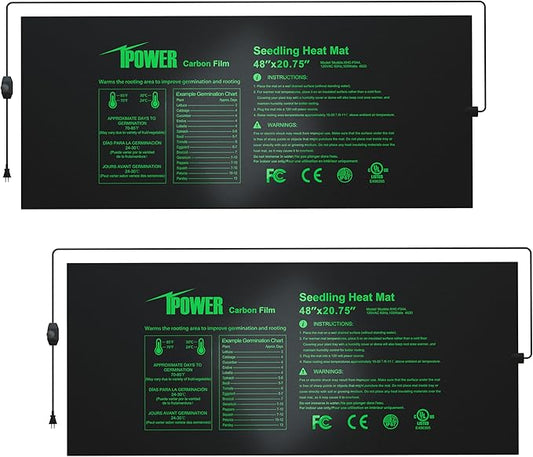 iPower 2 Pack 48" x 20.75" Seeding Heat Mat with Thermostat Temperature Adjustable Knob Durable Warm Hydroponic Plant Germination Starting Pad, Black