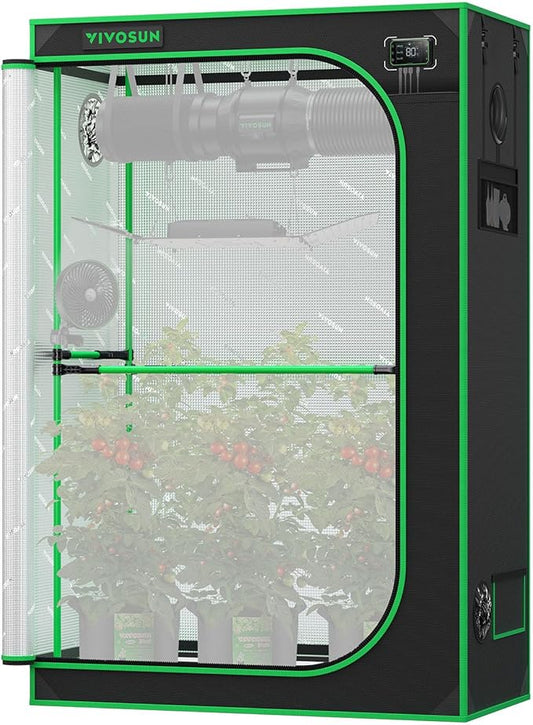 VIVOSUN P426 48"×24"×72" PRO Grow Tent, with Thick 1 inch Poles, Strengthened High Reflective Mylar Oxford Fabric, Extra Hanging Bars & High CFM Kit for Hydroponics Indoor Plant for AeroLight A200SE
