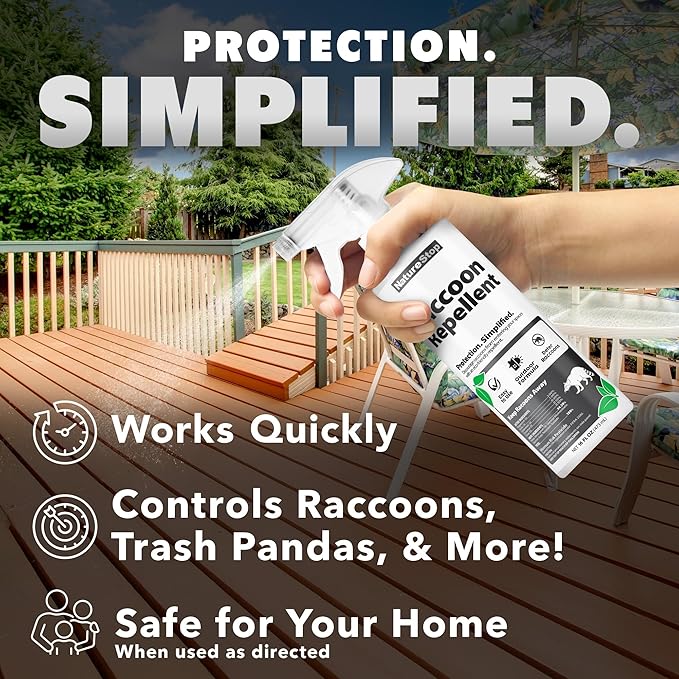 Raccoon Repellent Spray, Long-Lasting Repellent for Outdoor Use, 16 oz (475mL)