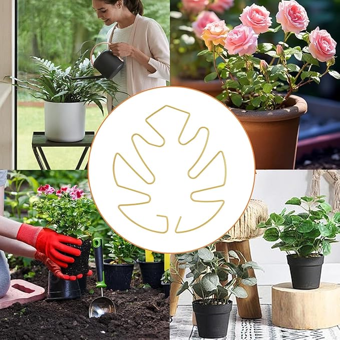 5PCS Iron Monstera Plant Support, Plant Stem Support, Turtle Shell Bamboo Clamp Set, Stable Plant Support Stakes for Indoor Plant, Ideal Present for Plant Lovers