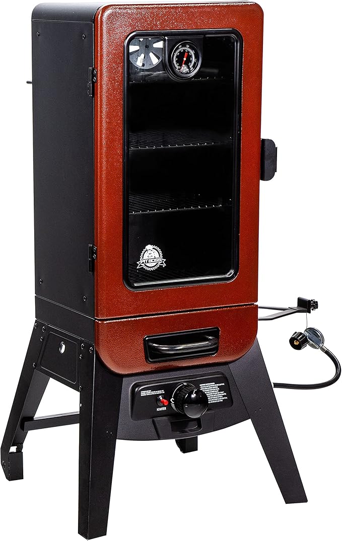 Pit Boss 3-Series Gas Vertical Smoker, Red Hammertone - 10773