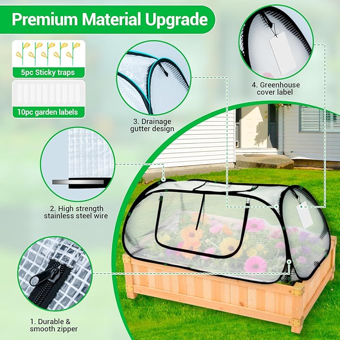 Garden Covers for Raised Beds, Pop Up Raised Garden Bed Cover, Garden Row Plants Cover Accelerator, Greenhouse Cover for Protecting Seedlings Fruits Vegetable Rows 45" L x 22" W x 16" H(2 Pack)