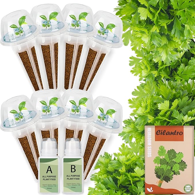 Cilantro Seed Pods Kit Hydroponic - Refill Herb Pod for All Indoor Garden, 8 Grow Pods with Seeds of Cilantro, Compatible with All Hydroponics Growing Systems