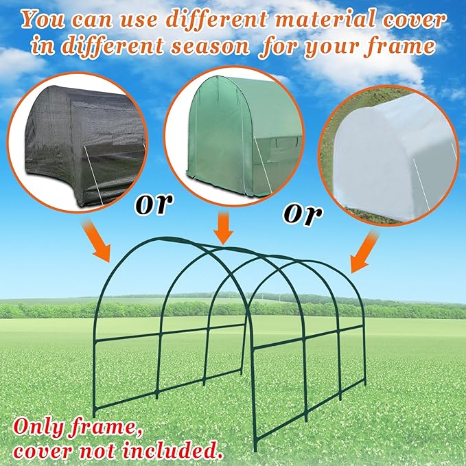 Strong Camel Greenhouse Replacement Frame for 12'X7'X7' Larger Hot Garden House , Support Arch Frame Climbing Plants/Flowers/Vegetables (12'X7'X7')