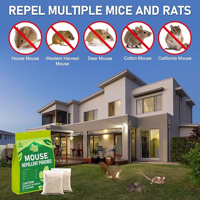 Mouse Repellent Pouches,Rodent Repellent for Car Engines,Mouse deterrents That Works,Peppermint Oil to Repel Mice and Rat