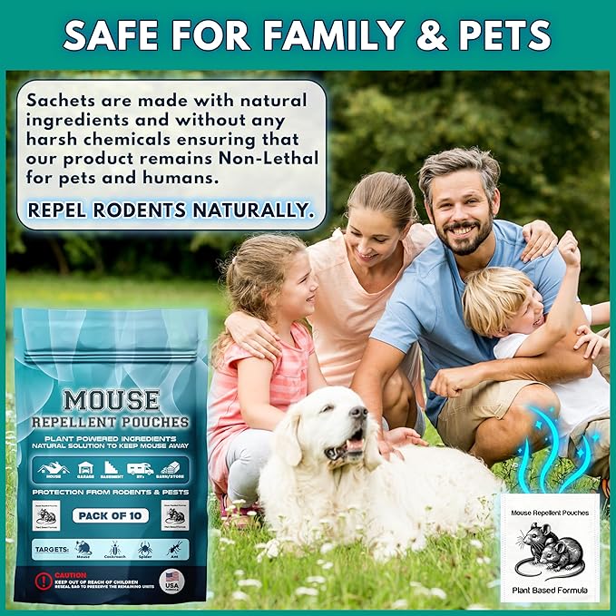 Extra Strong 10Pack Natural Mouse Repellent Pouches Botanical Mice Repellent Pouches Rodent-Repelling Pouches for Indoor and Outdoor Pest Control Pouches for Home Attic Office Shed Barn Storage/RV