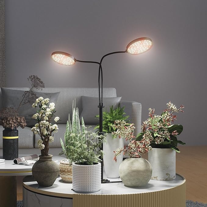 Grow Lights for Indoor Plant, 6000K Full Spectrum Plant Lights for Indoor Growing, 3.5'' LED Dual Ring Grow Light, Height Extendable 9-16'', Auto On Off Timing 4/8/12/18Hrs (Black)