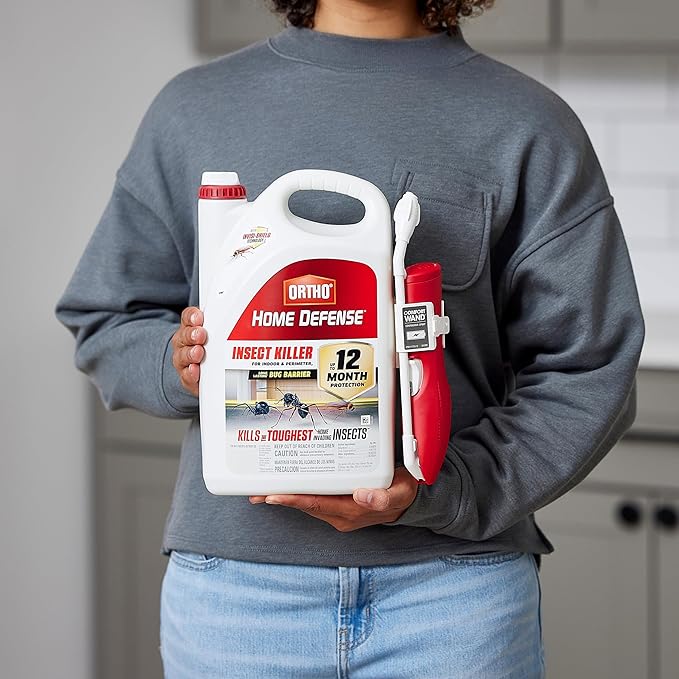 Ortho Home Defense Insect Killer for Indoor & Perimeter2: With Comfort Wand, Kills Ants, Cockroaches, Spiders, Fleas & Ticks, Odor Free, 1.1 gal., Pack of 4