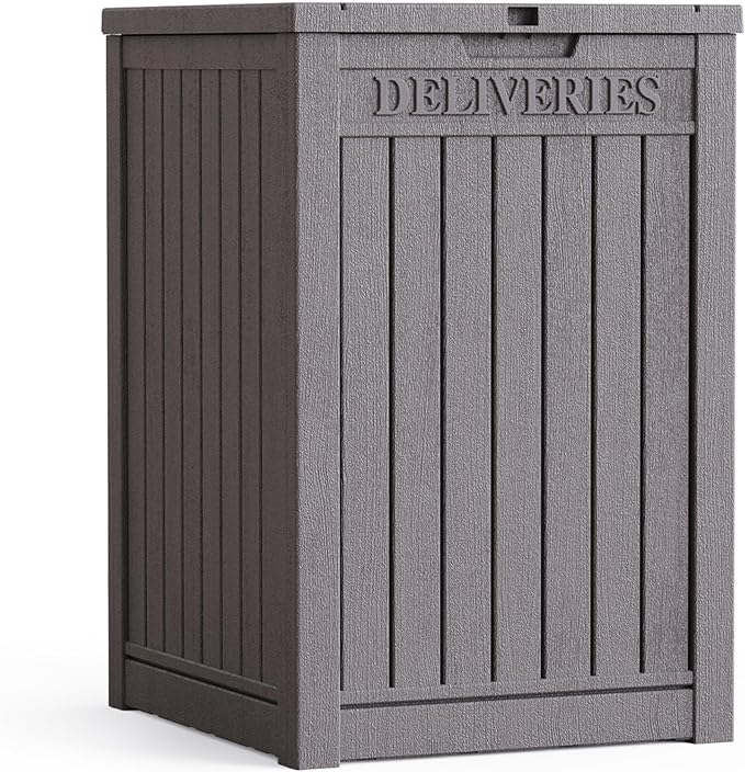 55GAL Brown Outdoor Deck Box with Lock Hole - SGS - Certified UV Protection, Weatherproof for Backyard Storage, Ideal for Storing Tools and Small Items, Quick Assembly