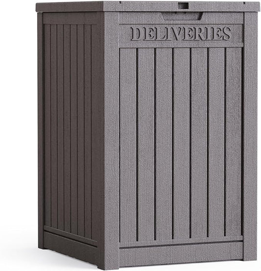 55GAL Brown Outdoor Deck Box with Lock Hole - SGS - Certified UV Protection, Weatherproof for Backyard Storage, Ideal for Storing Tools and Small Items, Quick Assembly