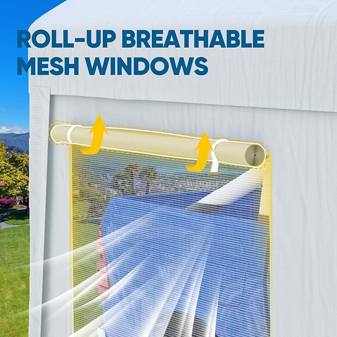 Quictent 10x20 ft Heavy Duty Carport Canopy Galvanized Car Tent Outdoor Garage Boat Shelter with Reinforced Structure with Roll-up Ventilated Windows Sidewall - White