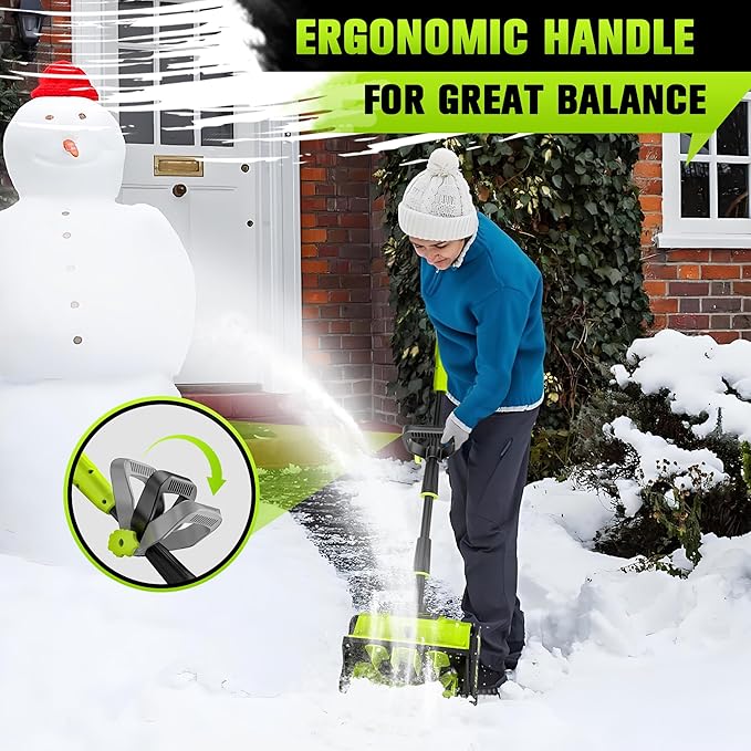 40V 13 inch Cordless Snow Blower, 4.0Ah Snow Blower Battery Powered with Directional Plate, Brushless Electric Snow Shovel for Pathway, Patio, Deck, Driveway, Green
