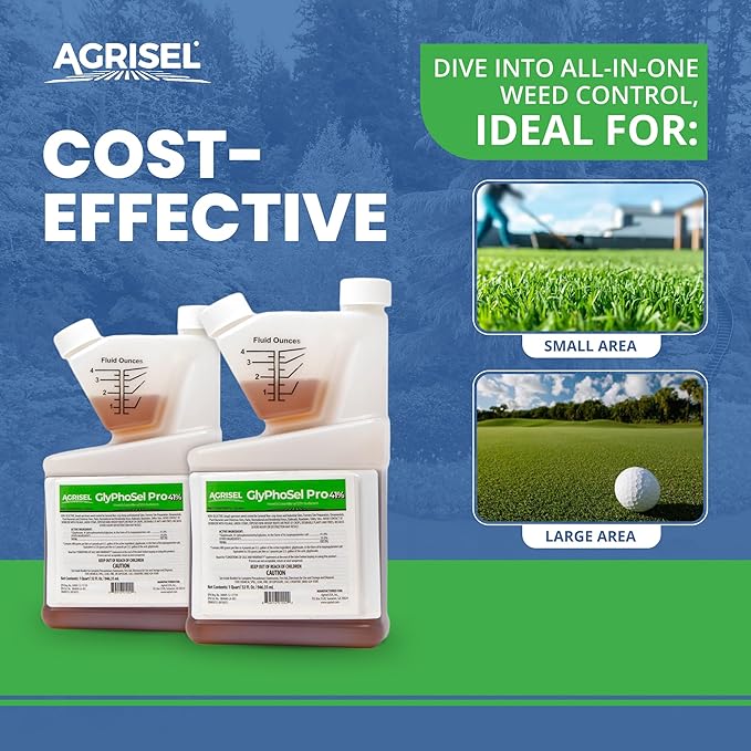 GlyPhoSel Pro Weed Killer, Tackles Hard-to-Kill Weeds, Low-Odor, Easy Mixing, Pet Safe, Includes 3-Pack of Agrisel Protective Gloves, 32 Ounces