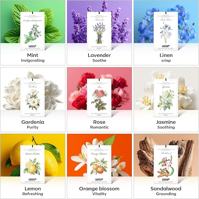MYARO 12 Rose Sachets for Drawers and Closets, Long-Lasting Sachets Bags Drawer deodorizers Closet Scents Air FreshenerFresh Scents, Home Fragrance for Lover