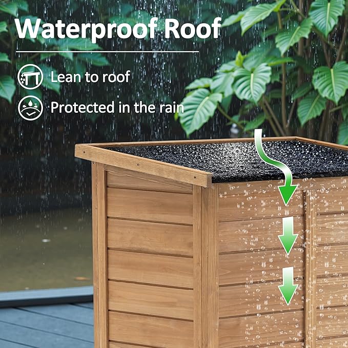 MCombo Outdoor Storage Cabinet, Small Storage Shed with Removable Shelf, Wood Garden Shed with 2 Doors for Yard Patio Lawn (24.6 x 18.3 x 38.2 inch) 0985 (Yellow)