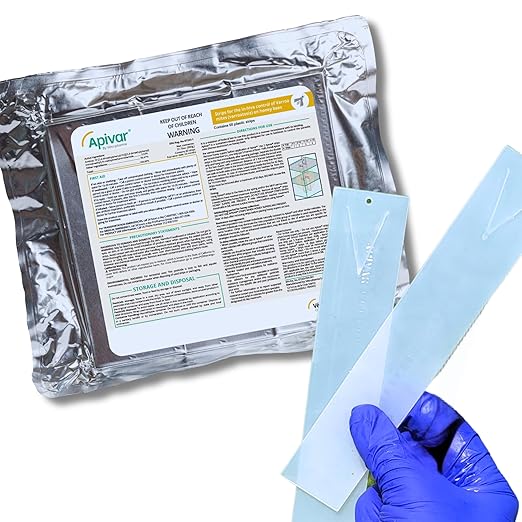 Apivar Strips Varroa Mite Treatment for Honey Bees with Easy Rip Strips 97-99% Effective Against Mites (60 Pack)