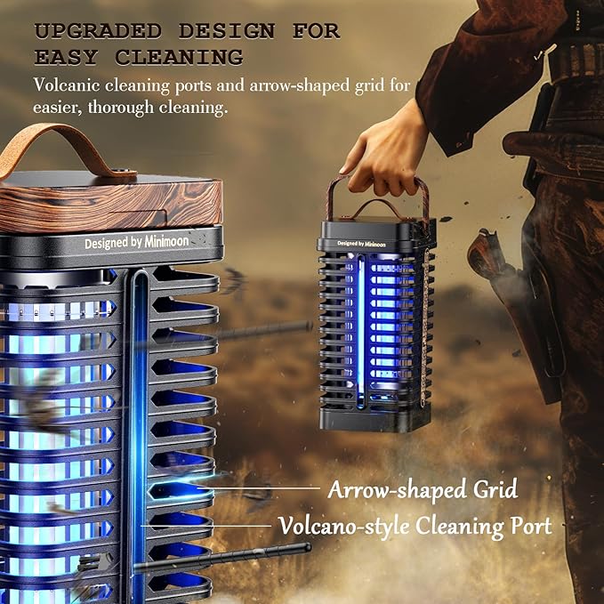Minimoon Bug Zapper Outdoor, 15W Mosquito Zapper 4200V Electric Fly Trap, Western Theme, Easy to Clean, IPX4 Waterproof, 5.9 Ft Cord, Fly Zapper for Backyard, Patio, Camping, Indoor