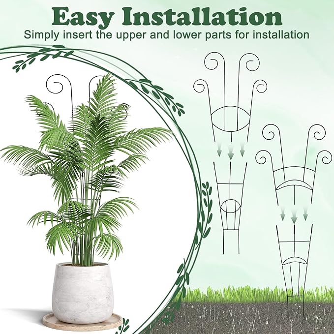 4 Pack Metal Trellis for Climbing Potted Plants Indoor Outdoor - 30 Inch Rustproof Garden Stakes, Plant Support for Monstera Pothos Ivy Hoya Vines, Potted Houseplant (4pack)