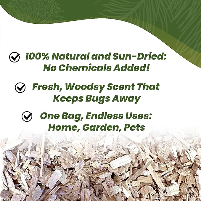 Double Tree Incense Cedar Wood Chips for Potted Plants, Garden, Animal Beddings and Litter Box - 100% Natural Perfect for Indoor and Outdoor Use… (64 Quart)