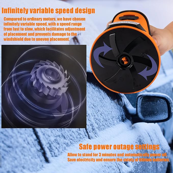 3-in-1 Electric Ice Scraper for Cars & Home – Cordless Handheld Defroster, Cleaner & Polisher, 500 RPM Motor, 2000mAh Battery, Type-C Charging, Lightweight & Portable