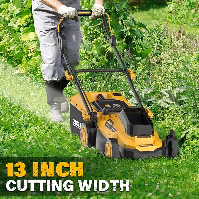 13-Inch 20V Electric Lawn Mower Cordless and 10-Inch 20V Weed Wacker Battery