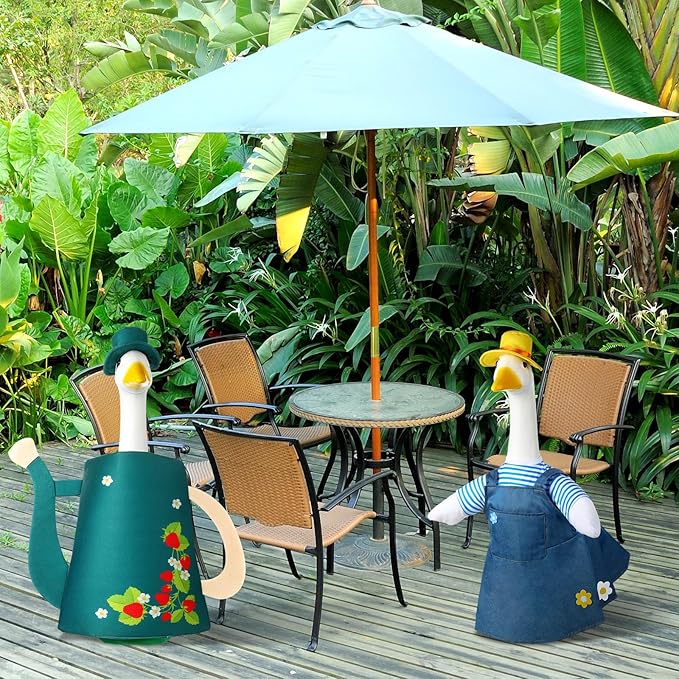 Frienda 2 Set Garden Porch Goose Outfit Clothes for 23" High Cement or Plastic Goose, Garden Yard Cement Geese Duck Clothes Costume for Fall Halloween Outdoor Yard Patio Decor