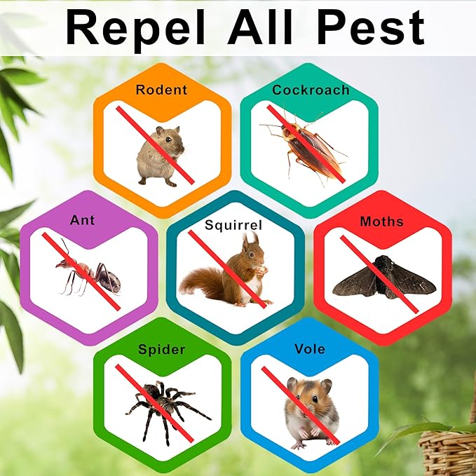 Mouse Repellent Pouches 12 Pack with Peppermint Oil,Mice Deterrent for Indoor Outdoor,Natural Rodent Repellent Get Rid of Rats, Mice, Squirrels - Safe for Pets and Family Rat Repellents for House, Car