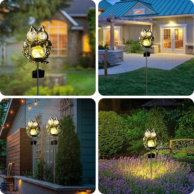 Solar Lights Outdoor Decor, Solar Cat Yard Decorations Outdoor, Garden Decorative, IP65 Waterproof, Gifts for Women Mom, for Yard Patio Lawn Pathway Landscape