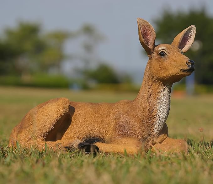 XTAPAN Resin Doe Statue Figurines Female Deer Animal Sculpture Gift Home Decor,Office or Outdoor Garden Statue Woodland Decoration