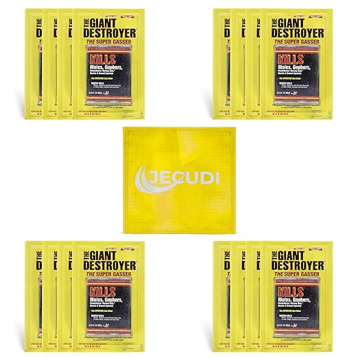 Giant Destroyer Smoke Bomb Gasser – Rodent & for Gophers, Moles, Groundhogs & Rats – 16 Pack (64 Tubes) + Jecudi Towel