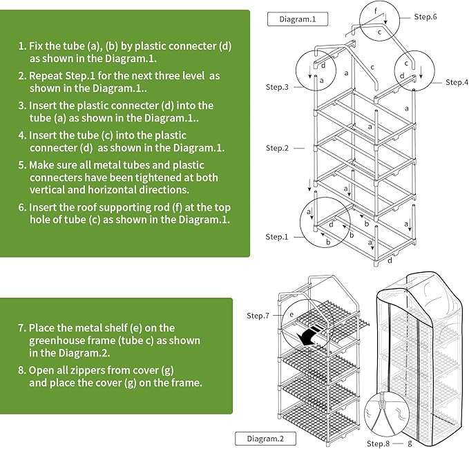 Mini Greenhouse for Indoor Outdoor, Portable 4 Tier Greenhouse with Durable PE Cover, 27"x19"x62" Small Gardening Green House