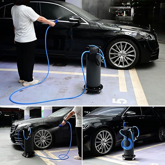 NEWISHTOOL Tint Smart Pouch Power Keg Sprayer Bag with 13 Feet Flexible Hose and Inner Filter, Chargeable Battery Powered Pump System for Window tinting, PPF and Auto Detailing