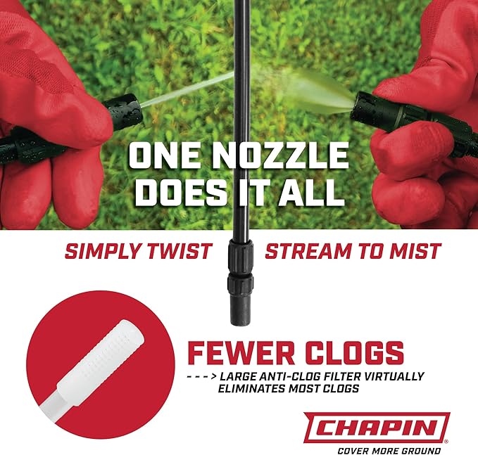 Chapin 20003 Made in USA 3 -Gallon Lawn and Garden Pump Pressured Sprayer, for Spraying Plants, Garden Watering, Lawns, Weeds and Pests, Translucent White