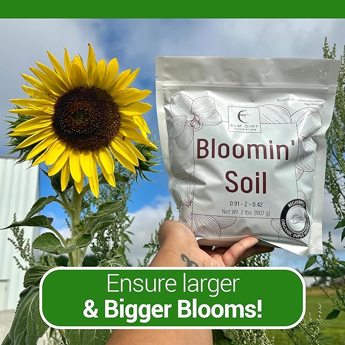 Elm Dirt Premium Bloom Soil - Organic Plant Soil for Indoor & Outdoor Use | Enhances Plant Growth & Nutrients - Big Bloom Activator, 2 lbs