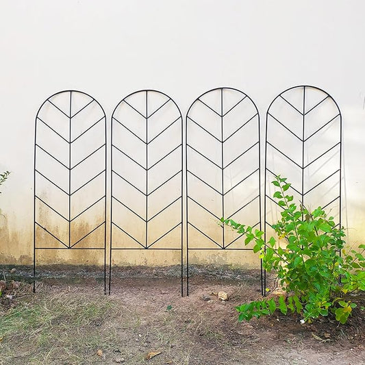 4 Pack Metal Garden Trellis for Climbing Plants & Roses - 45" H x 15.9" W Plants Support, Rustproof, Sturdy, Black
