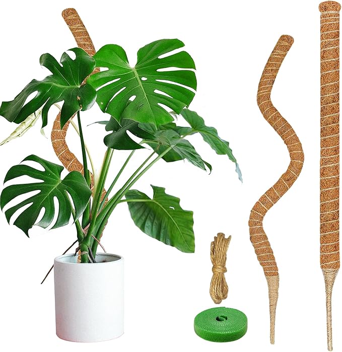 2 Pack Moss Pole, 35.4-Inch Moss Poles for Plants Monstera,Bendable Plant Support Stakes for Climbing Plants Indoor, Garden Trellis Plant Stick for Potted Plants, Pothos Philodendron