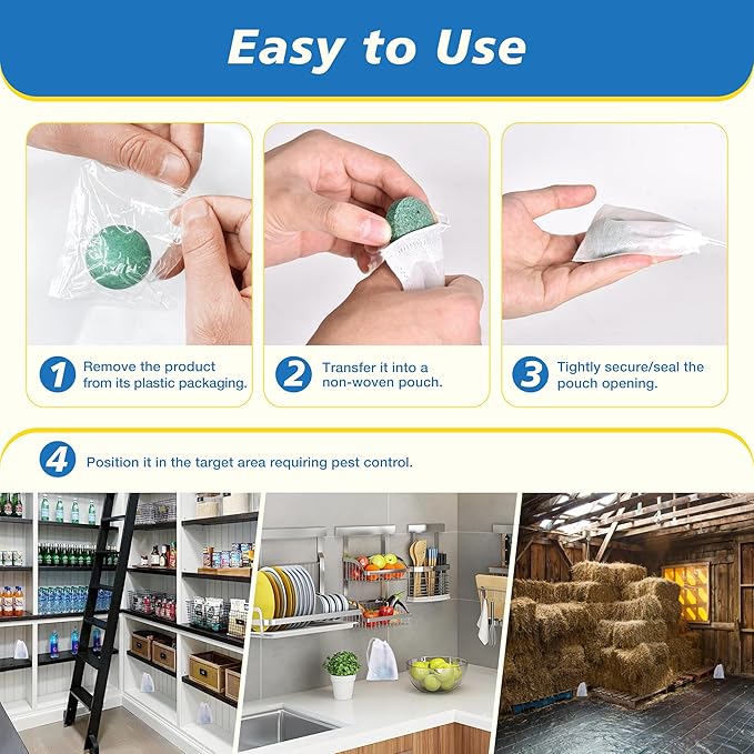 Mouse Rodent Repellent, 24 Pack Mouse Repellent Balls - Peppermint Lemon Oil Mice Repellent for Squirrel Rats Spider Pests, Mice Repellent for Indoor/Outdoor Use - Natural Mouse Deterrent & Pet Safe