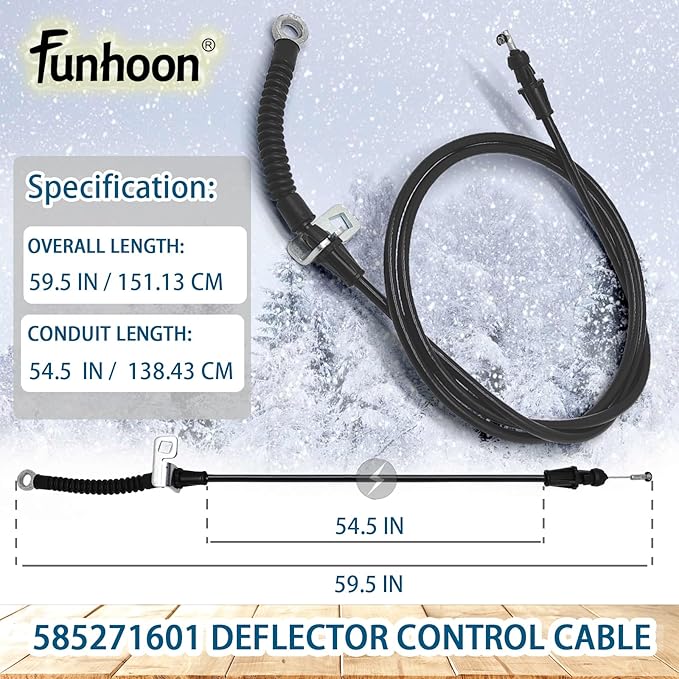 585271601 Deflector Control Cable for Husqvarna 924 HV, ST 230 E, ST 261 E, ST 268 EP, ST 276 EP, ST 324 P, ST 327 T, Poulan, Jonsered Snow Blowers Replaces 532420672 532421164