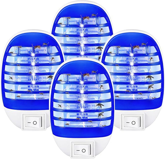 Indoor Bug Zapper Plug in, Electronic Mosquito Zapper Ultimate Fly Zapper Lamp for Bug Insect for Home,Bedroom, Living Room,Office Insect Trap, Pack of 4, Blue ﻿