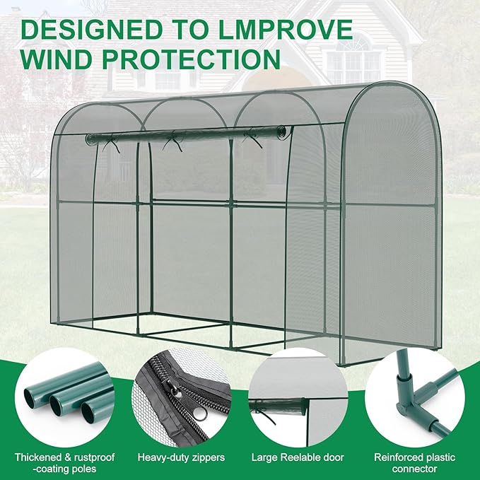 Crop Cages for Garden Plant, 9.8x3.3x6 Ft Plant Protection Tent with Zippered Door, Raised Bed Cover, Garden Bed Cover with Frame, Wind-Resistant Plant Cages for Outdoor Plants Vegetable Flower
