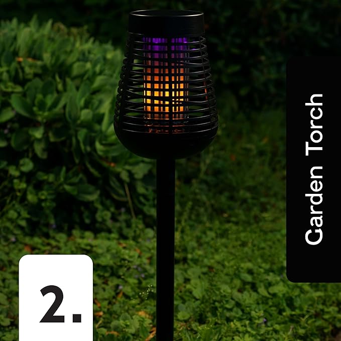 PIC Solar Insect Killer Torch (DFST), Bug Zapper and Accent Light, Solar Bug Zapper - Kills Bugs on Contact