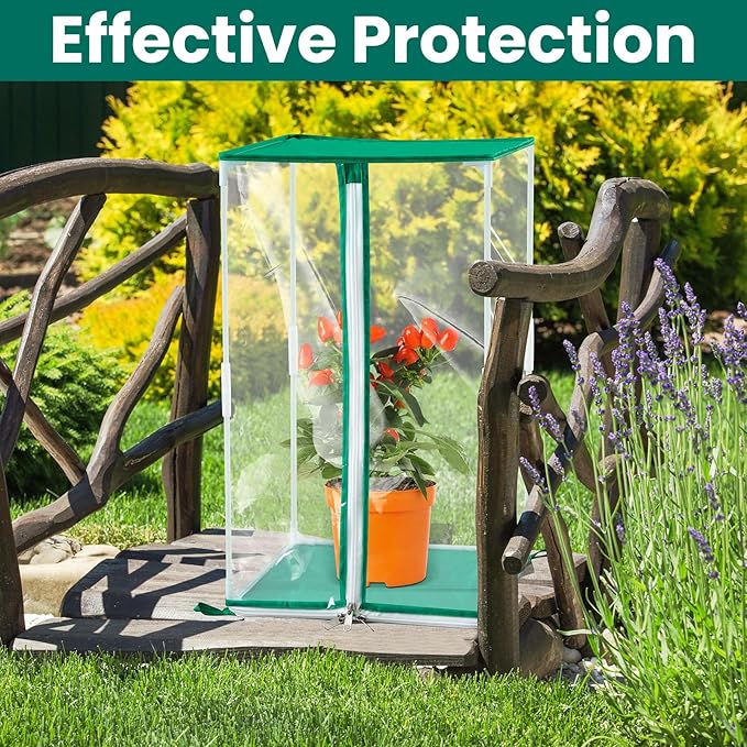 Nuanchu 2 Pcs Mini Greenhouse PVC Portable Greenhouse 11.8 x 11.8 x 19.7 Inch with Ground Nails Mini Indoor Outdoor Warm House for Gardening Plants Flowers