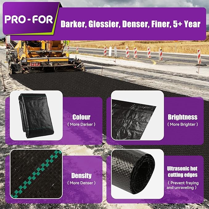 Heavy Duty Weed Barrier Fabric 4ft x 100ft, Landscape Ground Cover for Gardens & Driveways, Premium Weed Control with 10 U Shaped Staples