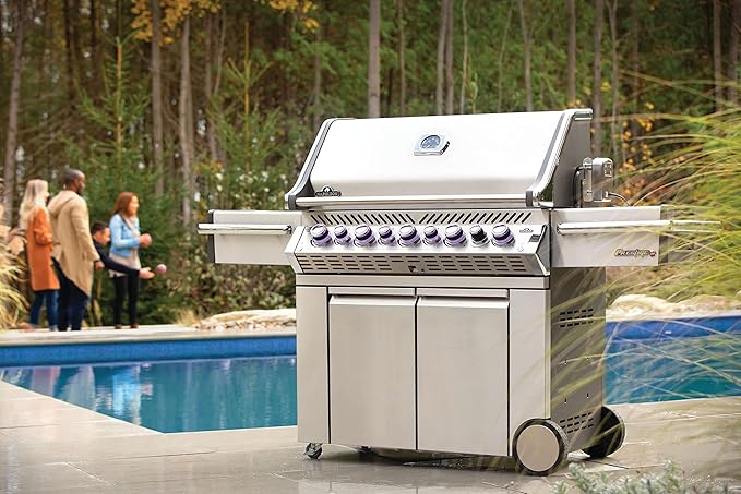 Napoleon PRO665RSIBPSS-3 Prestige PRO 665 RSIB Propane Gas Grill, sq.in. + Infrared Side and Rear Burners, Stainless Steel