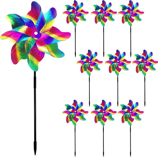 Reflective Bird Repellent Pinwheels, 7.1 inches in Diameter,Gradient Color 8-Blade Reflective Windmill, Outdoor Bird Deterrent, High Reflective Effect, for Yard, Balcony, Garden, Scare Birds.