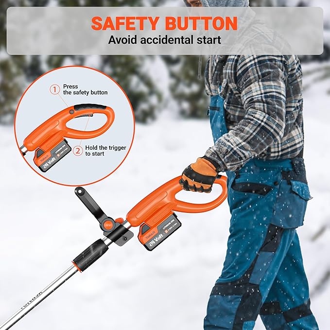 VOLTASK 24V 13-inch Cordless Snow Shovel with Directional Plate, Battery & Quick Charger Included