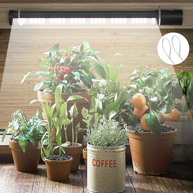 T10 Vertical Grow Light, 6000K Full Spectrum Desktop Plant Light 16.7",Hung or Stood, with 3 Modes & 5 Dimming Levels, Suitable Small & Medium Plants Indoors, Auto On Off Timing 4/8/12/18Hrs (1)